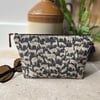 Deer - large zip pouch with beige gingham cotton lining