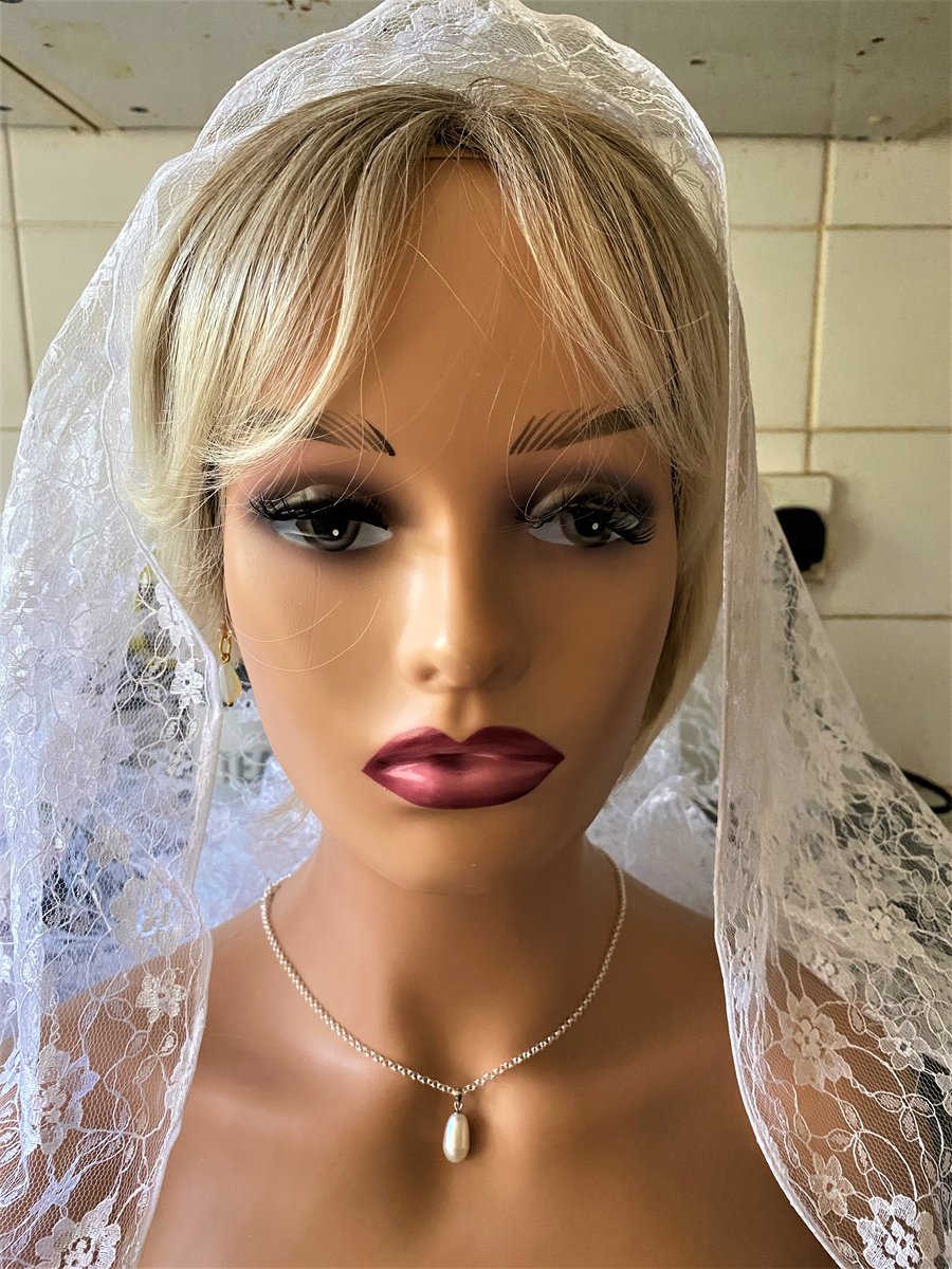 Wedding Pearl Necklace Single Drop Pearl Pendant Sterling Silver Necklace  