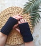 Crochet Matching Headband & Fingerless Mitts Set Midnight Blue - Image 2