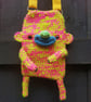 Crocheted, dopamine, small crossbody bag creature, unique colors and design - Image 2