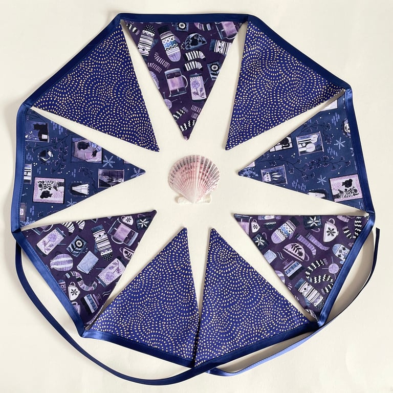 Blue Christmas Bunting - large - reversible 