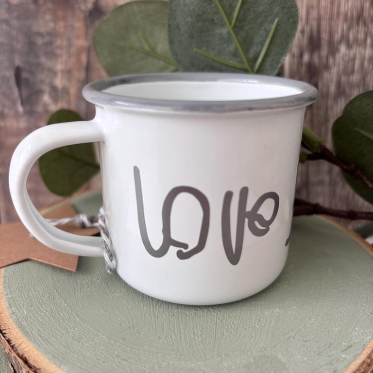 Personalised Handwriting Enamel Espresso Mug, Dad Gift