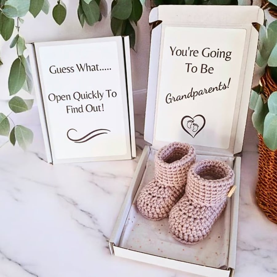 Grandparents Pregnancy Announcement Gift – Booties Baby Reveal