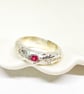 Silver Garnet Ring Chunky  - Image 1