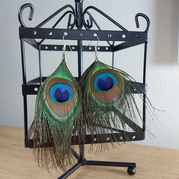 Peacock feather earings 