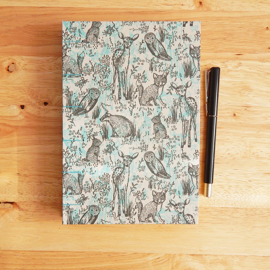 Fairytale Woodland Journal, hand made notebook with Forest Animals