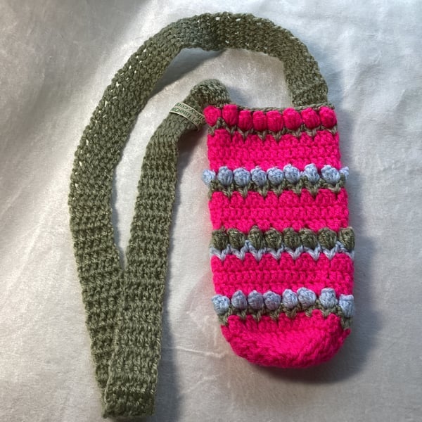 Crochet tulip water bottle holder, crochet pouch.