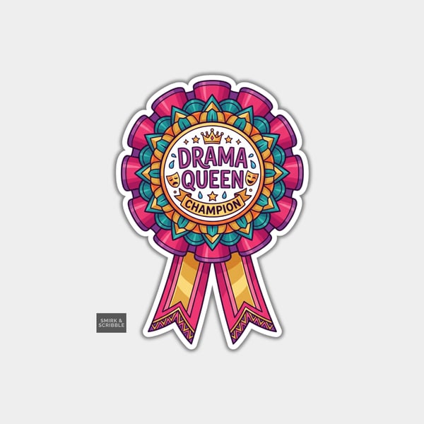 Funny Vinyl Die Cut Sticker For Adults - Drama Queen Rosette