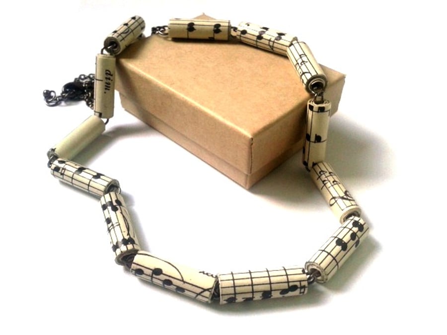 Recycled Music Paper Bead Necklace