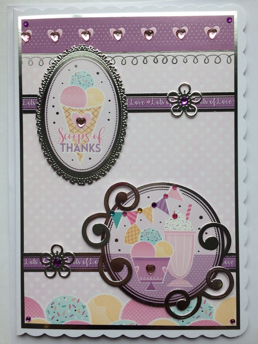 Thank You Card Scoops of Thanks Ice Cream Sundae Cone & Milkshake