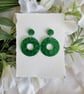 Green Glitter Hoop Earrings - Acrylic