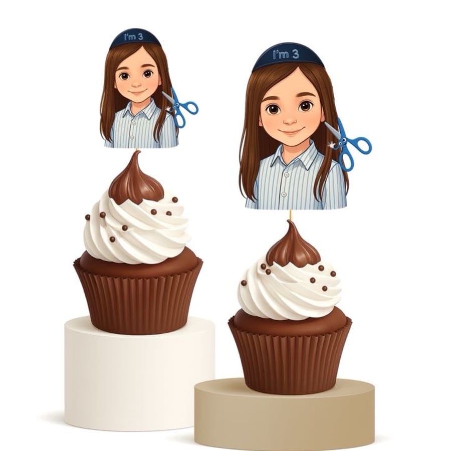 Upsherin Cupcake Toppers 15pk I’m 3 Boy Haircut Celebration Party Decor