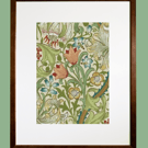 Repurposed William Morris Vintage Wallpaper Sample Framed Wall Art ‘Golden Lily’