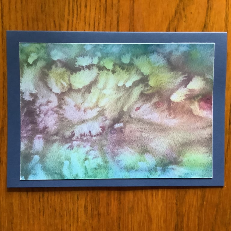 Handmade photo card of original abstract painting 'Multicoloured Cloudy'
