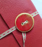 Red Leather Journal, Hand Bound with Ceramic Button , Art Journal, A5 size - Image 7