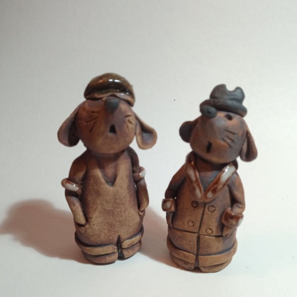 "Two Country Mice" Ceramic Earthenware Pottery Ornaments