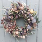 Dried Seed Head and Foliage Wreath. Natural Shades. 29cm Diameter.