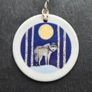Lone Wolf Ceramic Hanging Bauble 