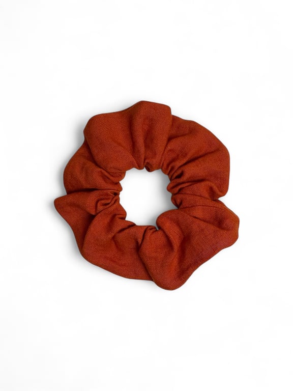 Burnt Orange Linen Scrunchie - Large