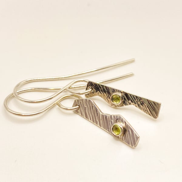 Peridot Gemstone Sterling Silver Dangle Earrings 