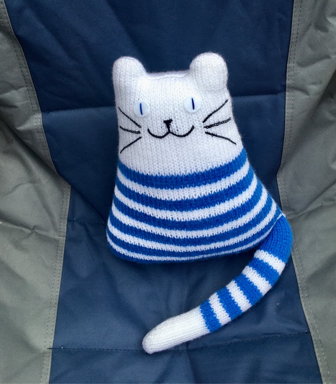 Summer Seconds Nautical  Knitted animal cat plushie, Breton  cat  dolls