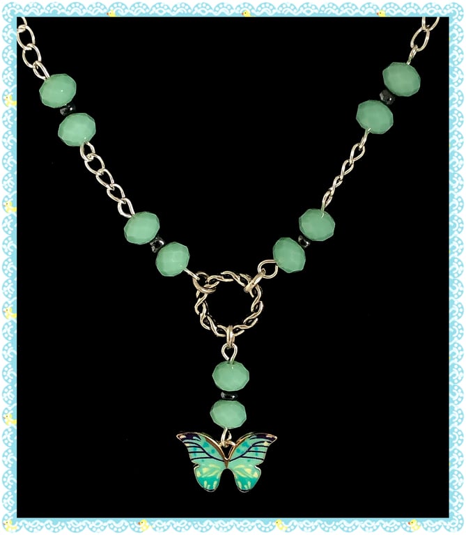 OOAK Turquoise Butterfly necklace