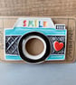 Ceramic camera magnet open lens turquoise  - Image 1