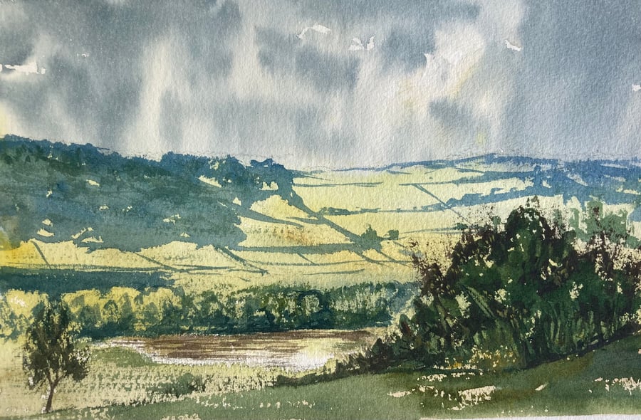Birk Brow hills - En plein air 2022 (Pure Original Watercolour)  