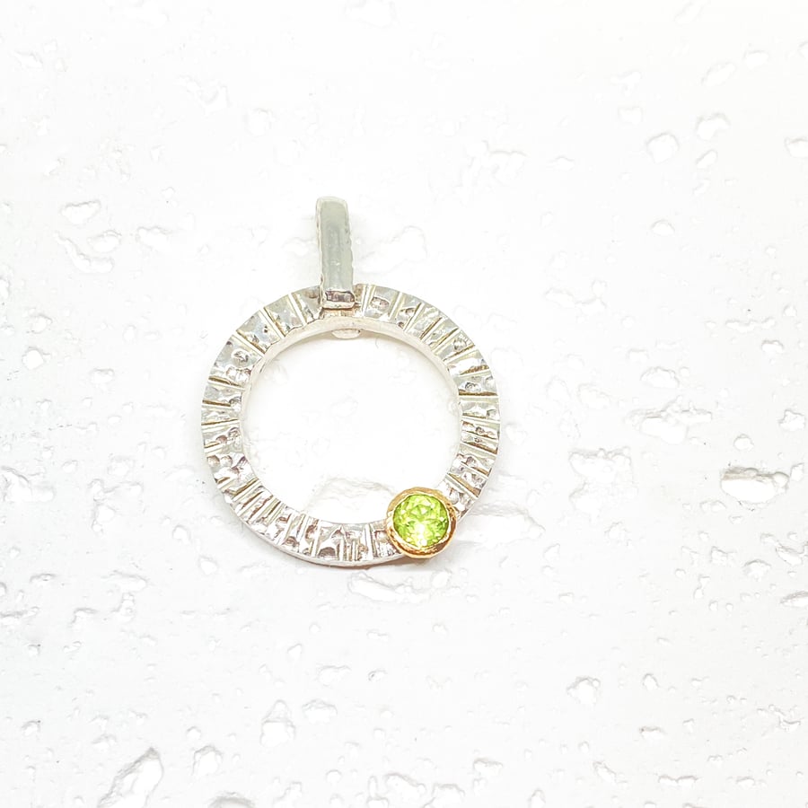 Peridot Gold and Silver Pendant Handmade 