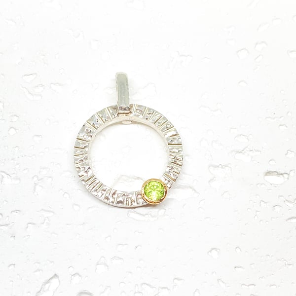 Peridot Gold and Silver Pendant Handmade 