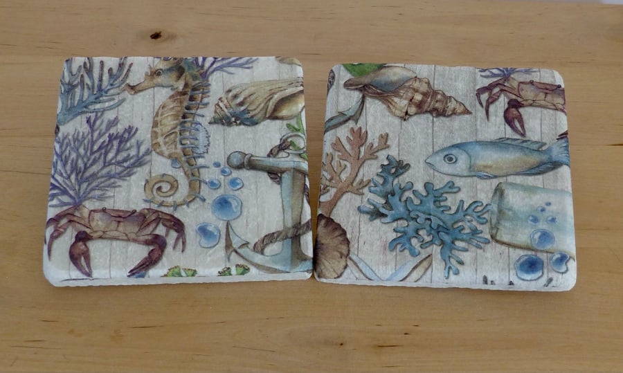 Marble 'Underwater' Coasters