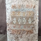 Hand woven dyed and spun wool blank greeting card. 