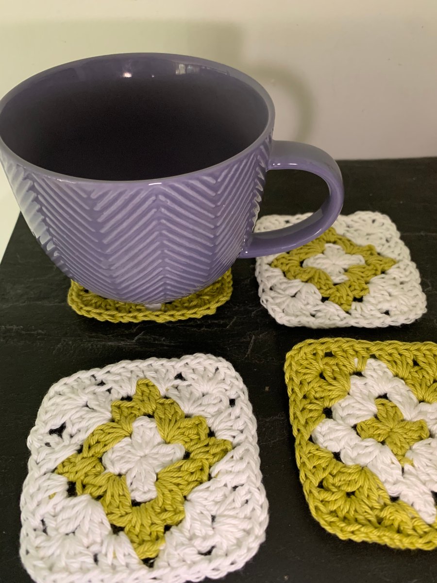 Set of 4 crochet cotton coasters
