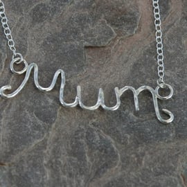 Sterling Silver 'Mum' Pendant Necklace