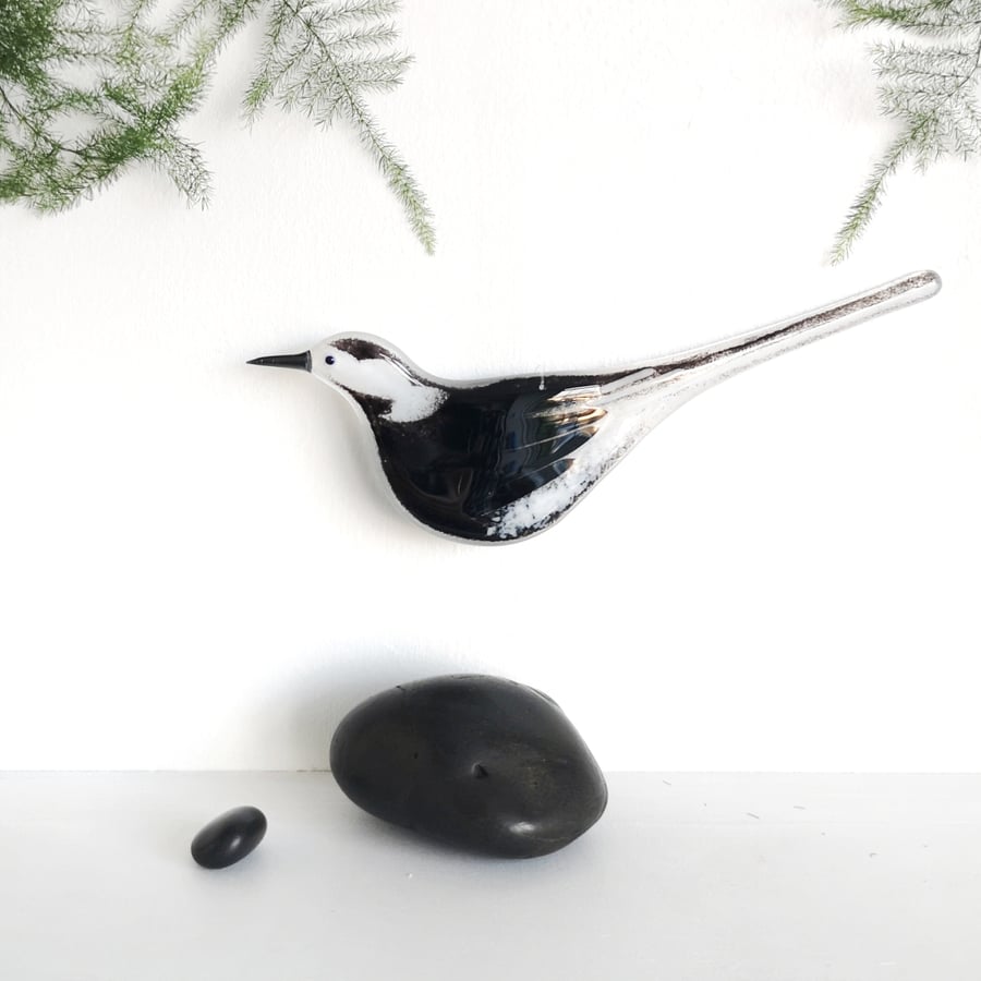 Pied Wagtail glass bird to hang in your home