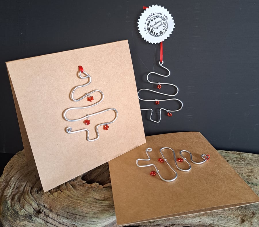 2 IN 1 Christmas Card And Decoration, Set Of 4