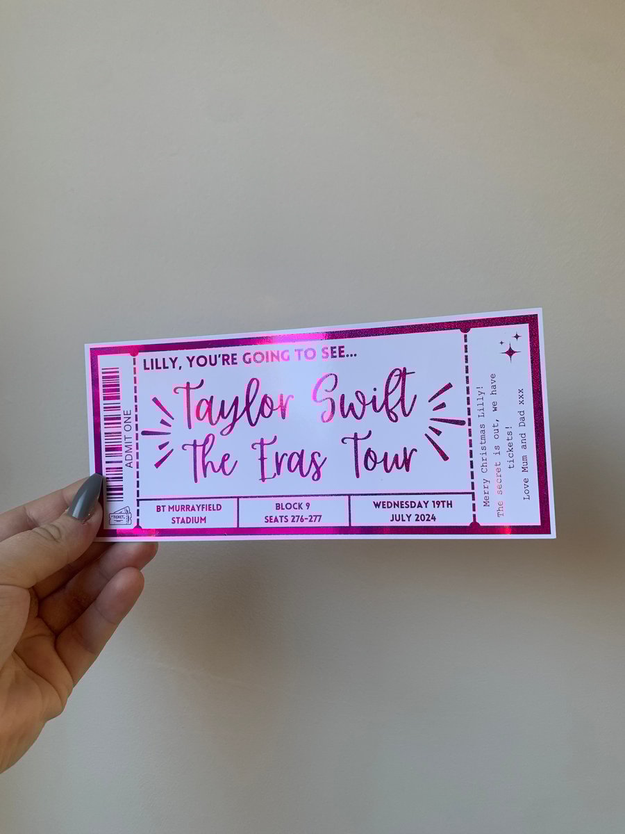 Concert Voucher, Any Personalised Foil Gift Ticket