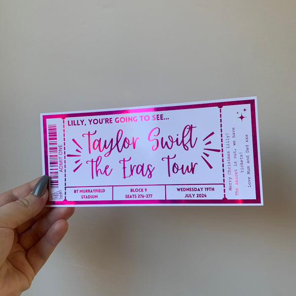 Concert Voucher, Any Personalised Foil Gift Ticket
