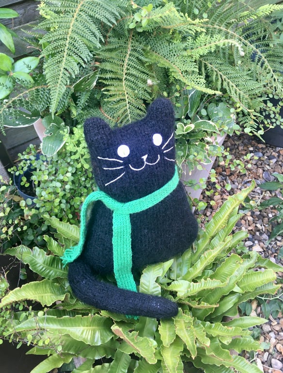 Black mohair L knitted cat doll Nordic home decoration