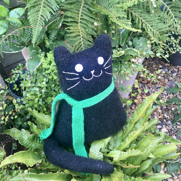 Black mohair L knitted cat doll Nordic home decoration