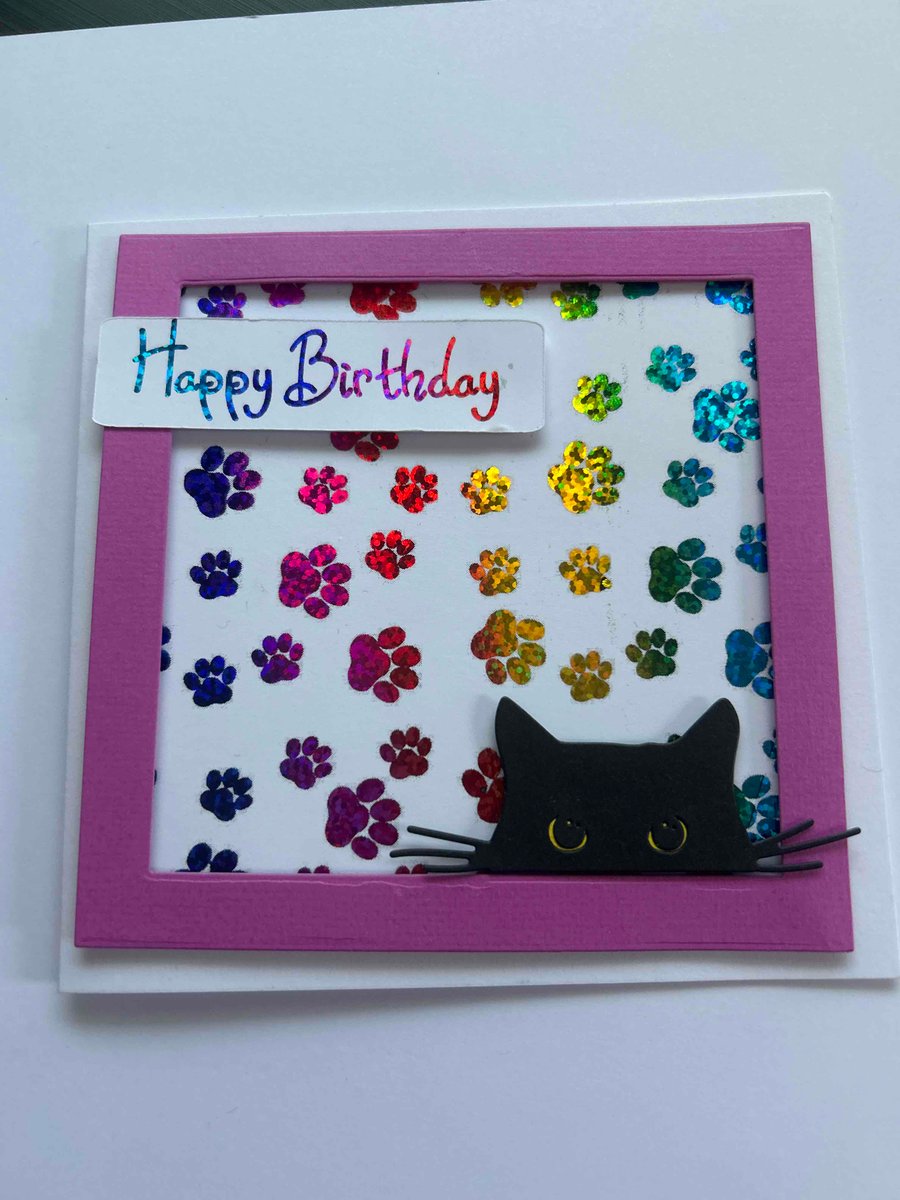 Happy birthday peekaboo black cat