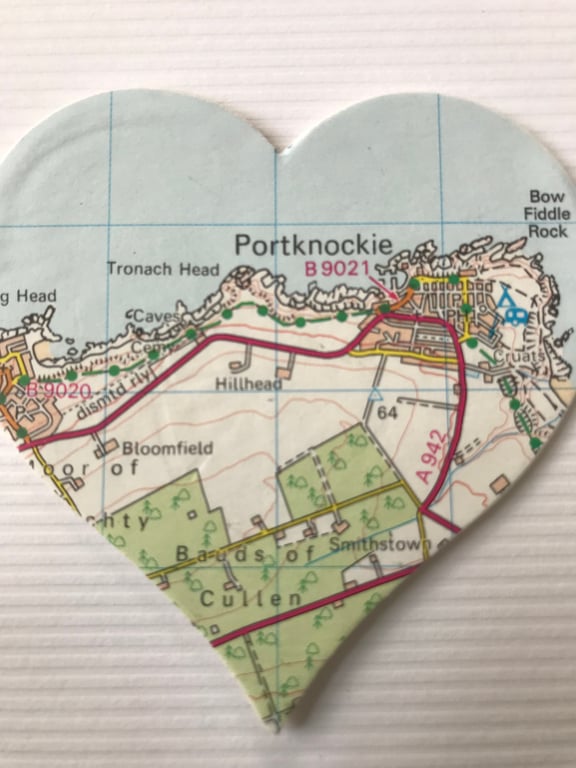 PORTKNOCHIE  Vintage map art. 4” white frame. Scottish places. 
