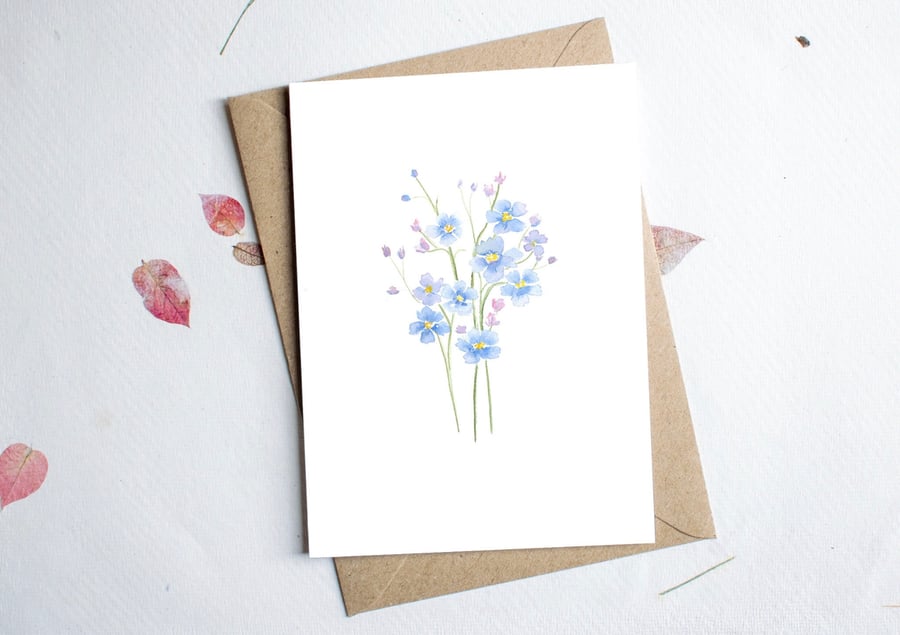 Forget me not Watercolour card - Eco friendly - Botanical 