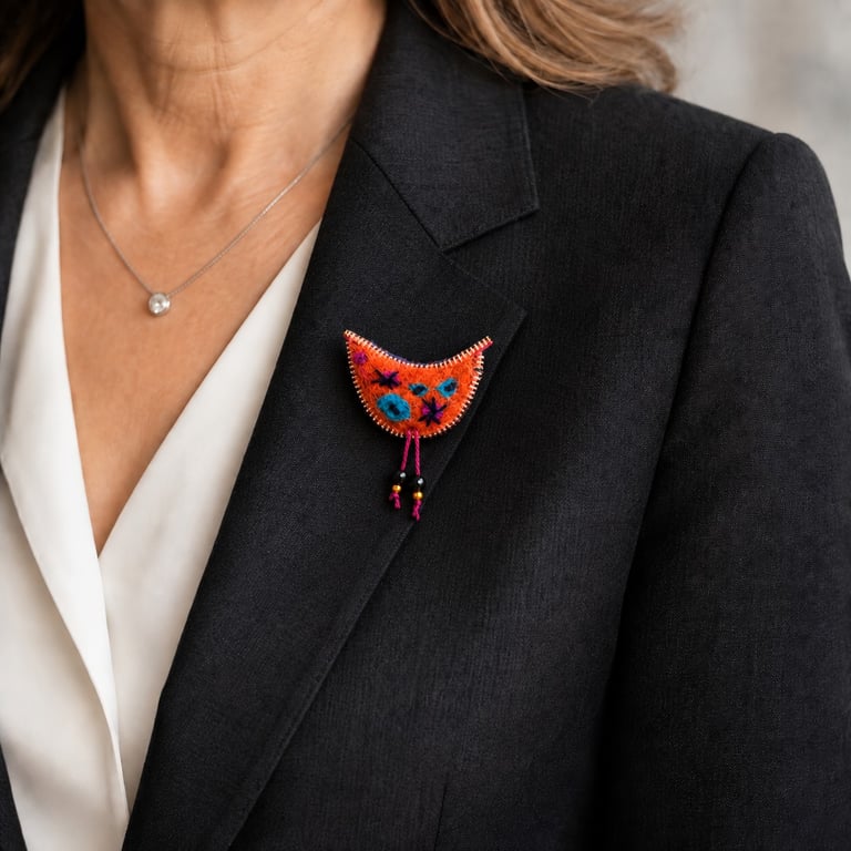 Zippidy-Do-Da bird brooch. Needlefelted and hand embroidered.