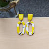 Bright Yellow Pop & Black Line Oval hoop Earrings 