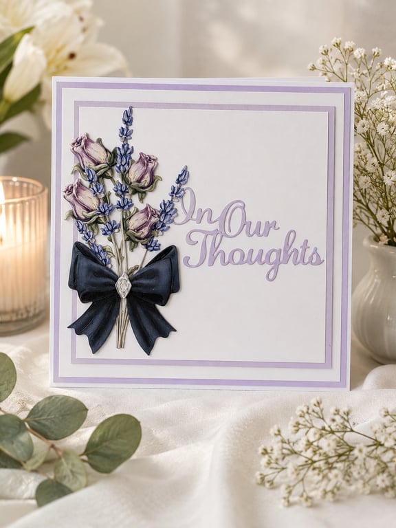 Handmade Floral Sympathy Card, Elegant Botanical Condolence Card
