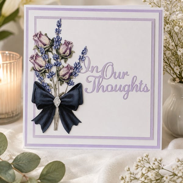Handmade Floral Sympathy Card, Elegant Botanical Condolence Card