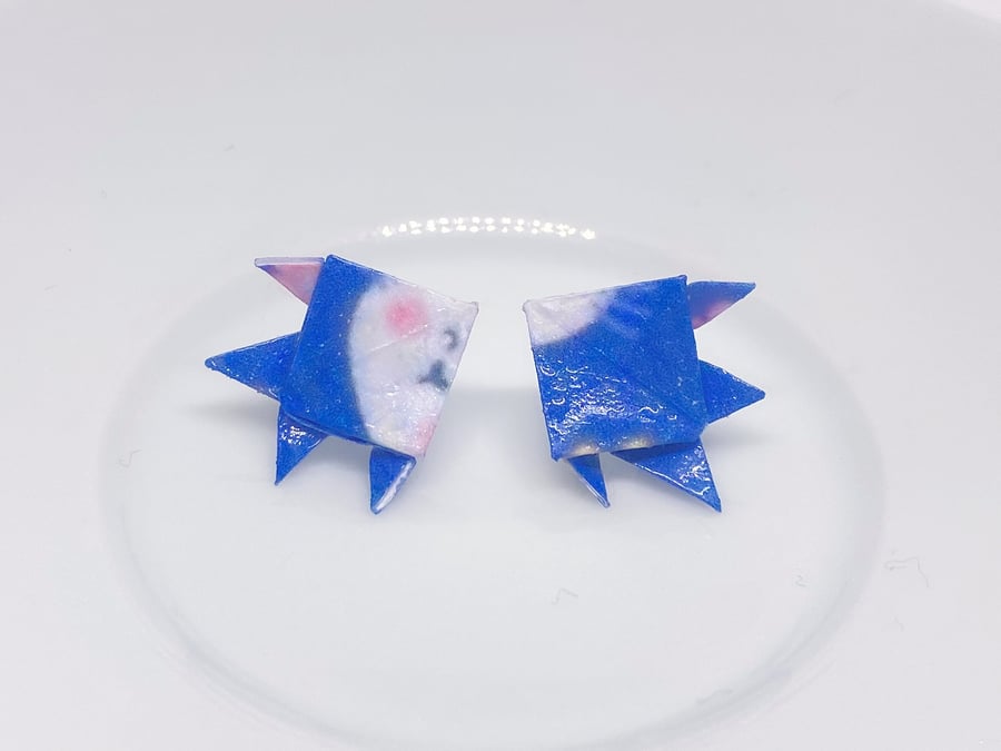 Origami Fish Earrings, Paper Fish Earrings, Tiny Stud Earrings, Fish Earrings