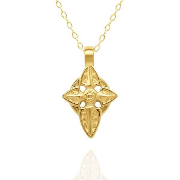 Gold vermeil Cross charm pendant and chain.