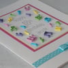 Quilled 18th birthday card, musical notes, personalised with age and name